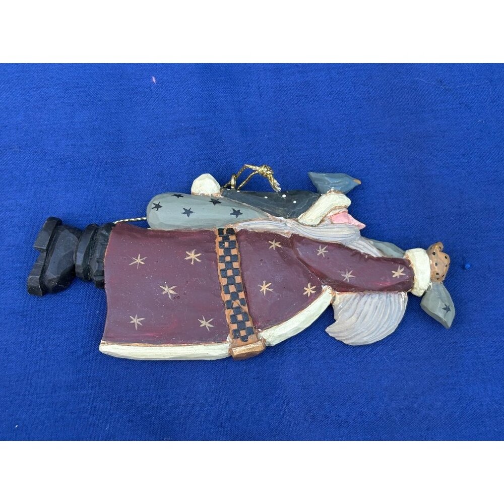 Hand-Painted Williraye Studio Flying Santa Christmas Tree Ornament Gift Sack